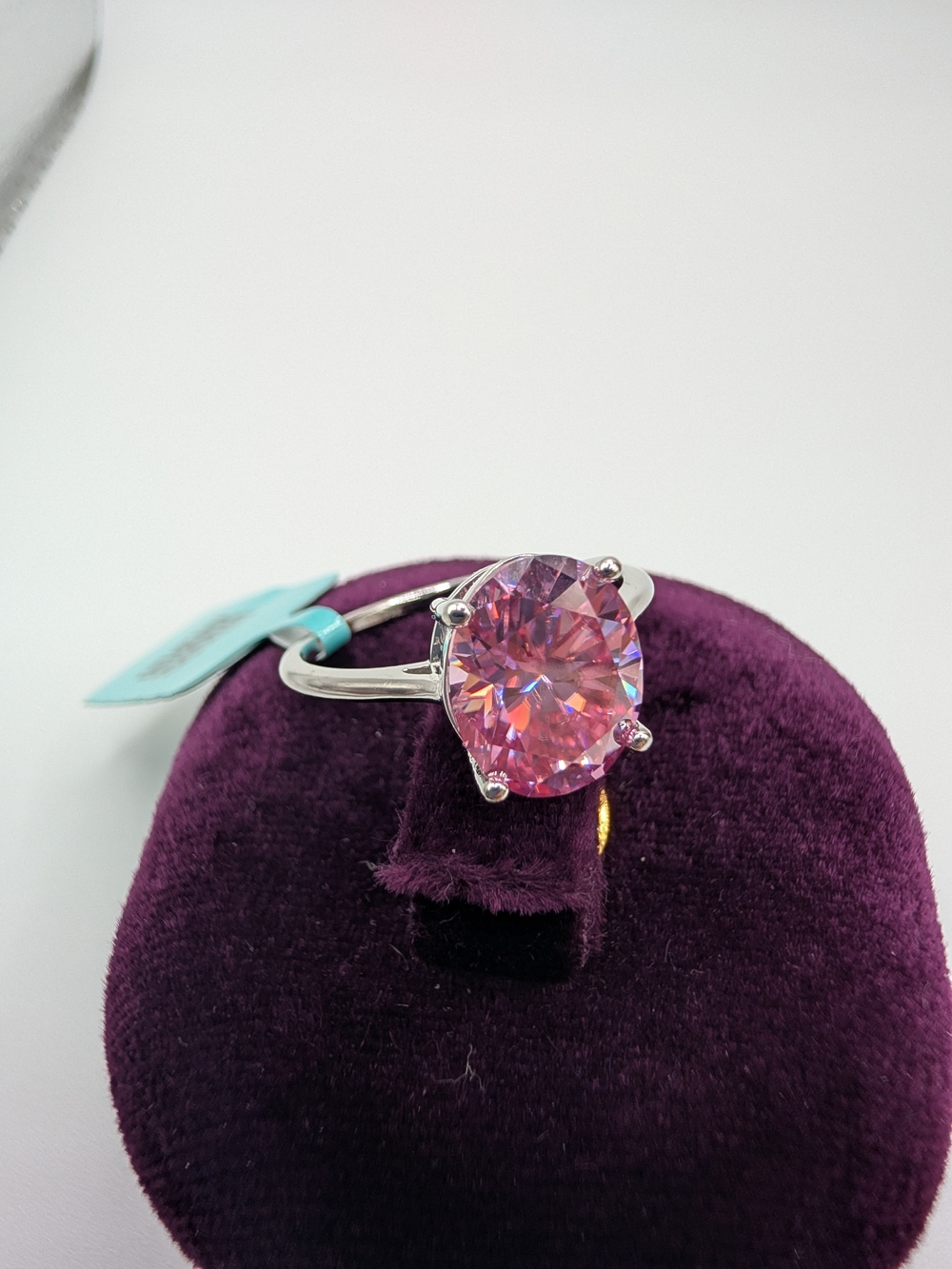 NWT 3.50 CTW Pink Moissanite Solitaire Ring 925 Sterling Silver Size 9